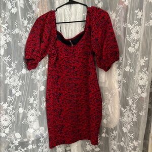 EUC Free People - Elegant Red and Black Women's Dress
